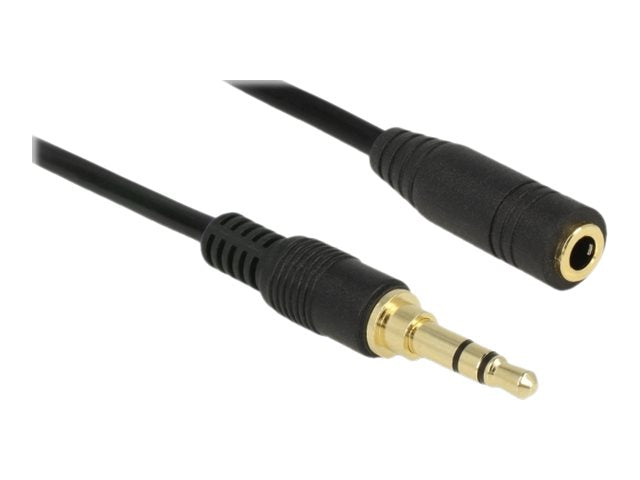 DELOCK Klinkenverlängerungskabel 3,5 mm 3 Pin Stecker zu Buchse 5 m schwarz - Vorderansicht