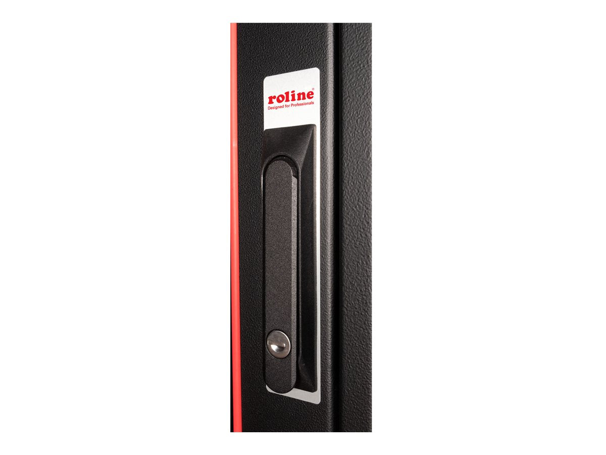 ROLINE Netzwerkschrank Pro 48,26cm 19Zoll 22 HE 800x800 BxT Glastür schwarz - Detailansicht der Glastür