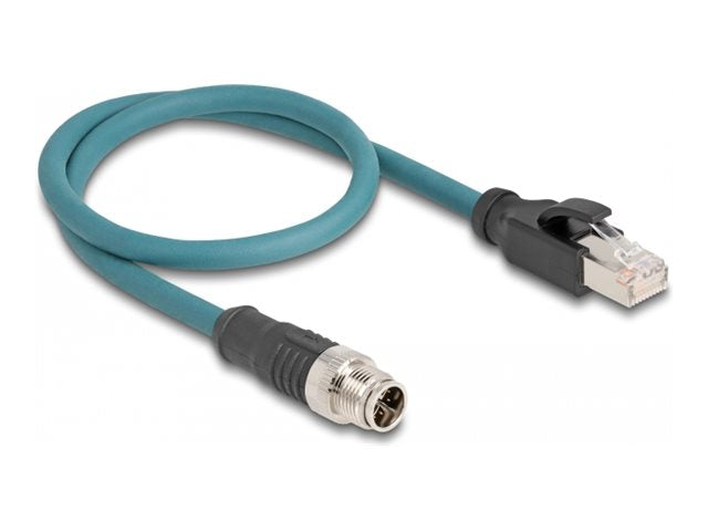 DELOCK M12 Adapterkabel X-kodiert 8 Pin Stecker zu RJ45 Stecker 50cm - Vorderansicht