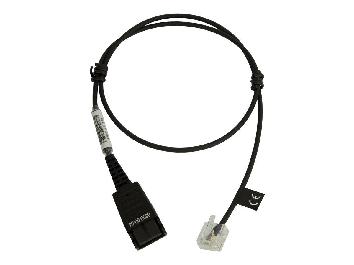 JABRA QD to RJ45 straight unbalanced version for GN1900/GN2000 and GN2100 Standard Headset on Siemens Openstage