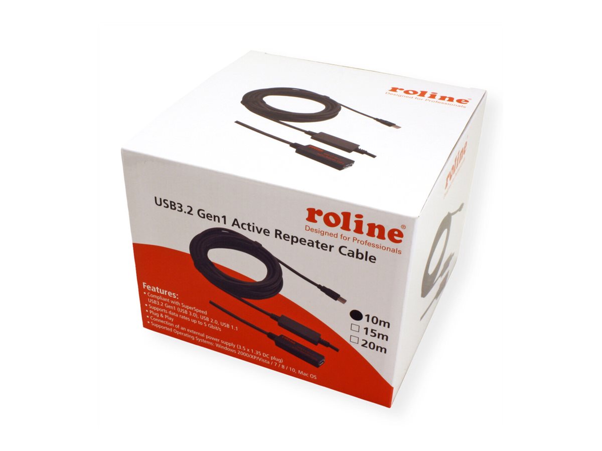 ROLINE USB 3.2 Gen 1 Aktives Repeater Kabel schwarz 10m - Anschlussansicht