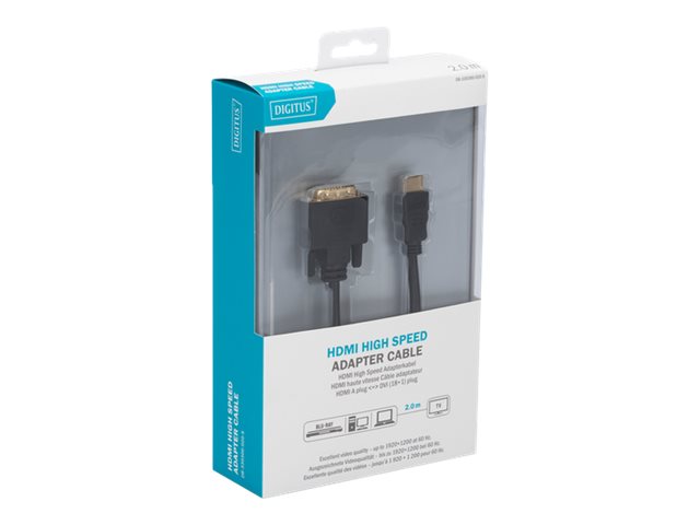 DIGITUS HDMI Adapterkabel Typ A-DVI 18+1 St/St 2,0m Full HD - Verpackung