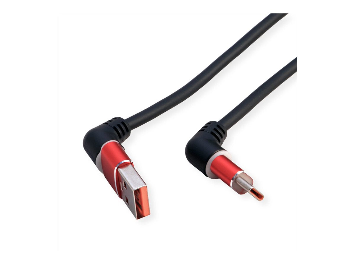 ROLINE USB 2.0 Kabel Typ-C - Typ-A ST/ST 360 Rotation schwarz / rot 1m Detailansicht