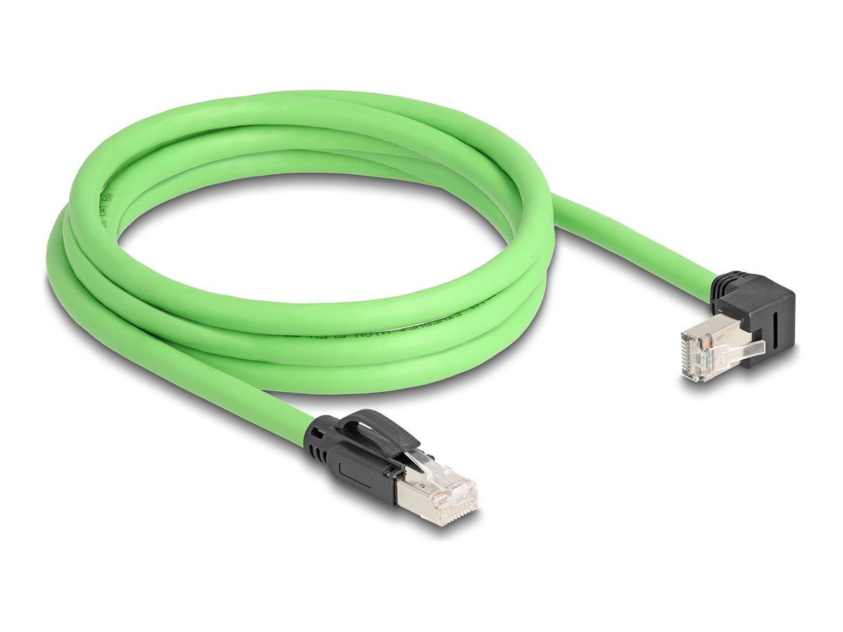 DELOCK RJ45 Netzwerkkabel Cat.6A Stecker zu Stecker unten gewinkelt - Vorderansicht