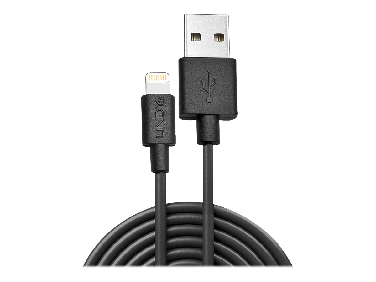 LINDY 3m USB an Lightning Kabel schwarz - Vorderansicht