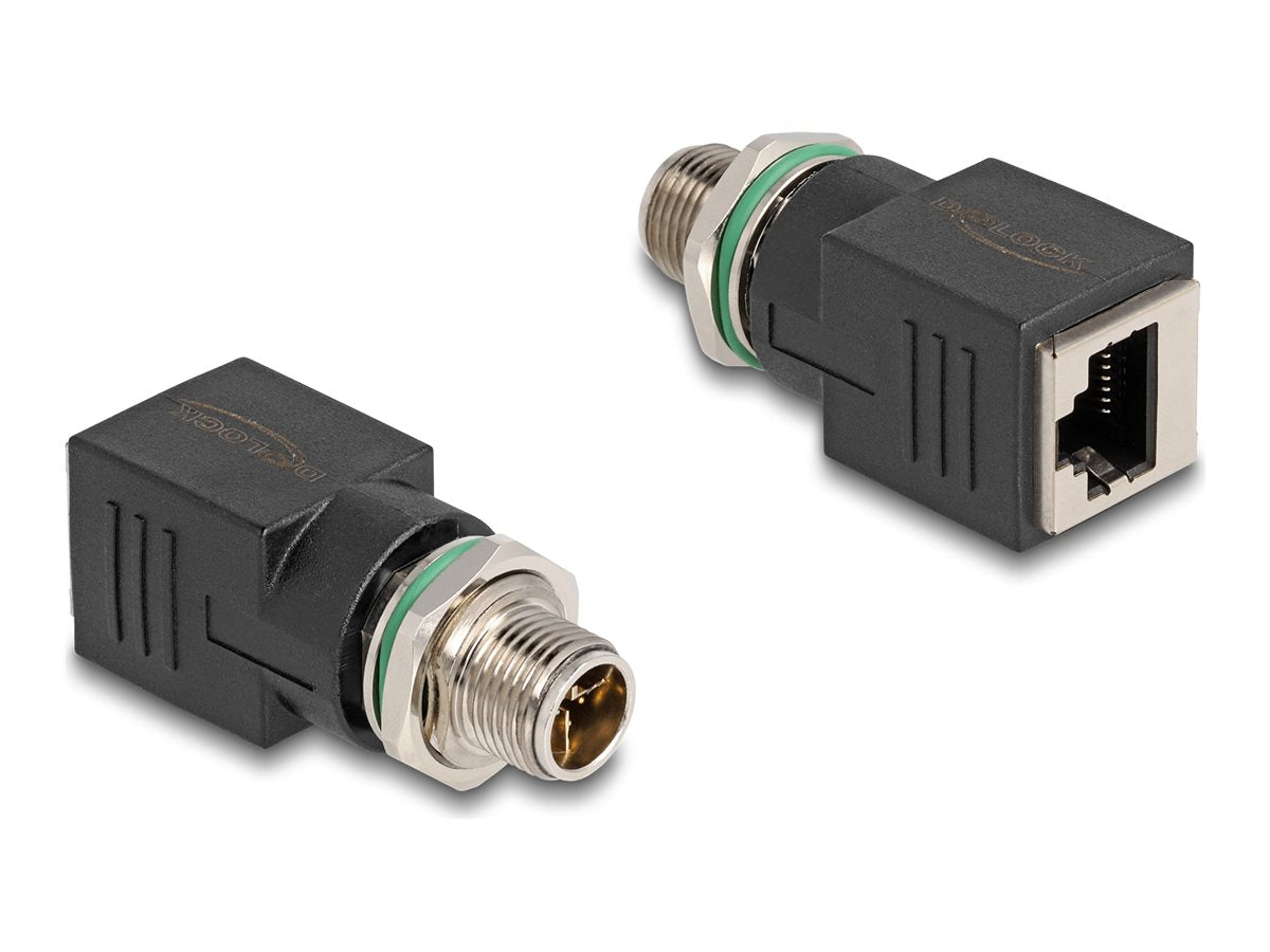 DELOCK M12 Adapter X-kodiert 8 Pin Stecker zu RJ45 Buchse gerade - Vorderansicht