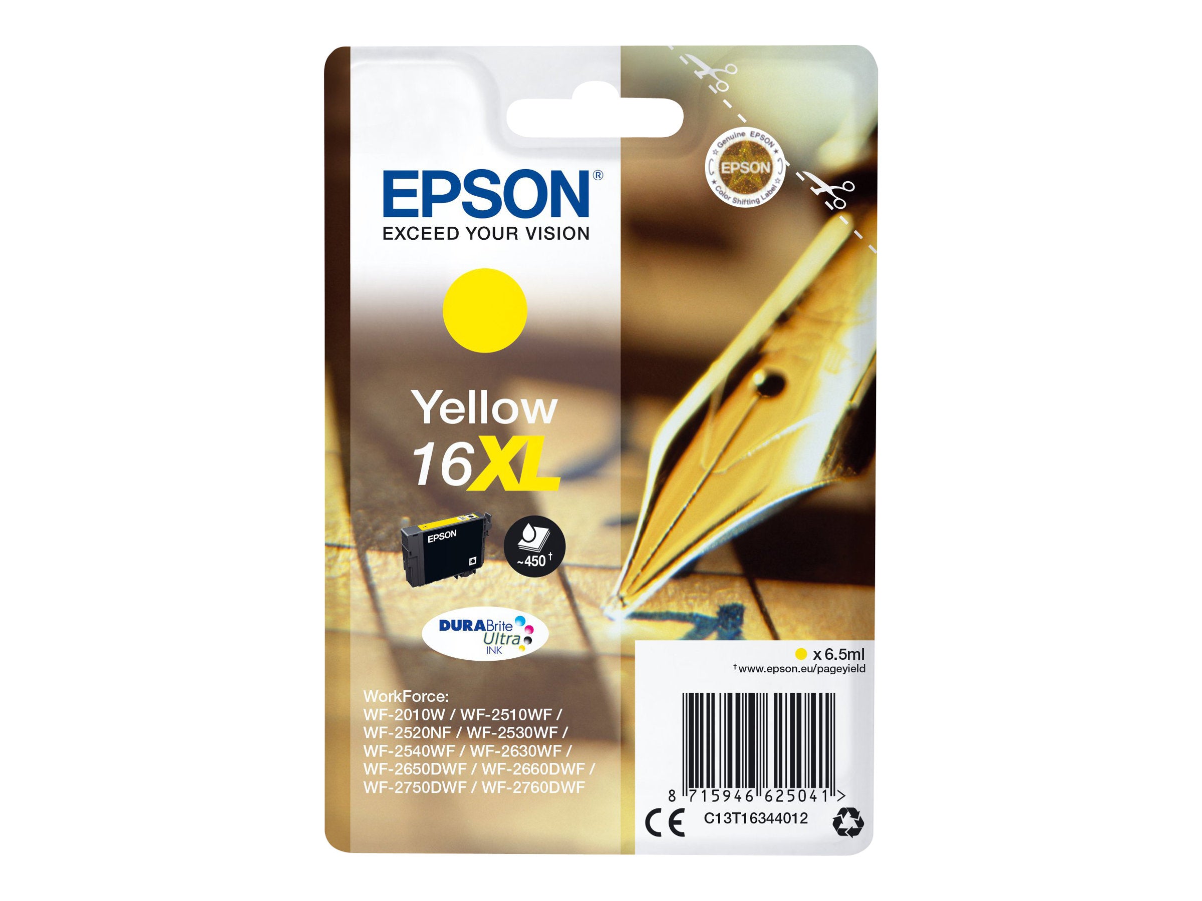 EPSON 1LB 16XL Tintenpatrone Gelb Vorderansicht