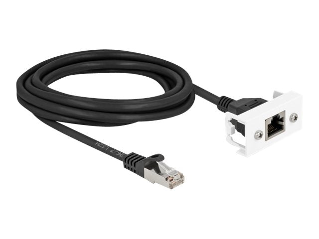DELOCK Netzwerk Verlängerungskabel für Easy 45 Modul S/FTP RJ45 Stecker zu RJ45 Buchse Cat.6A 3 m schwarz - Vorderansicht