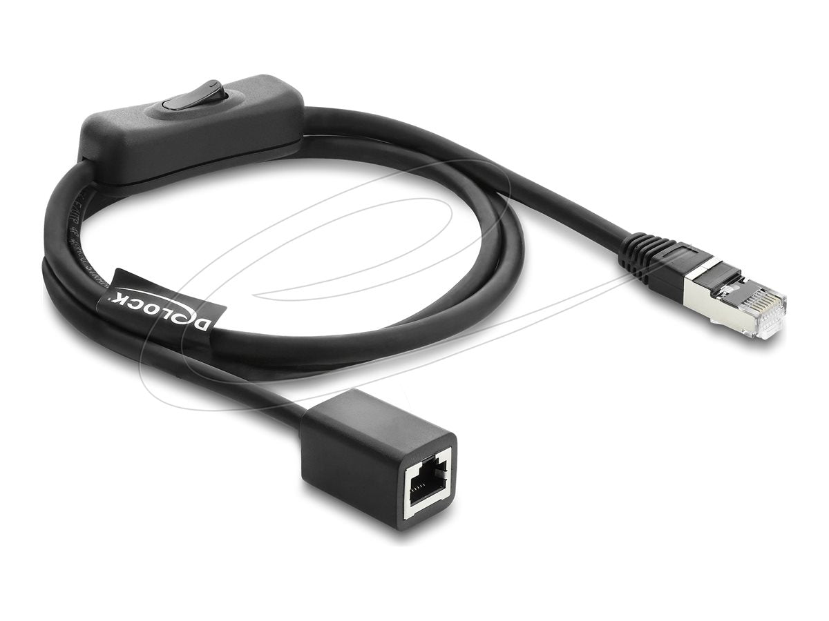 DELOCK RJ45 Kabel Stecker zu Buchse mit Schalter Cat.6 F/UTP 1m - Vorderansicht