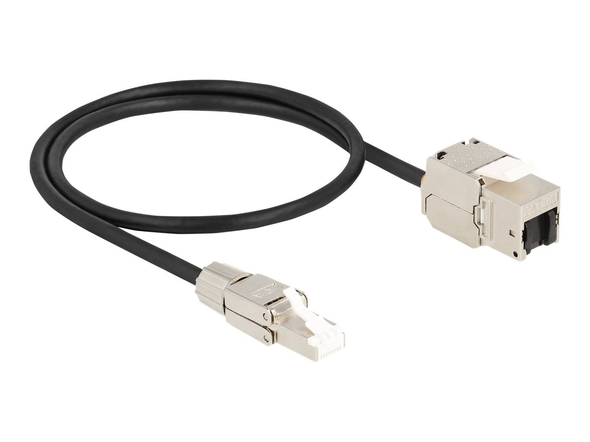 DELOCK Kabel RJ45 Stecker feldkonfektionierbar zu Keystone Modul RJ45 Buchse Cat.6A 50cm - Vorderansicht