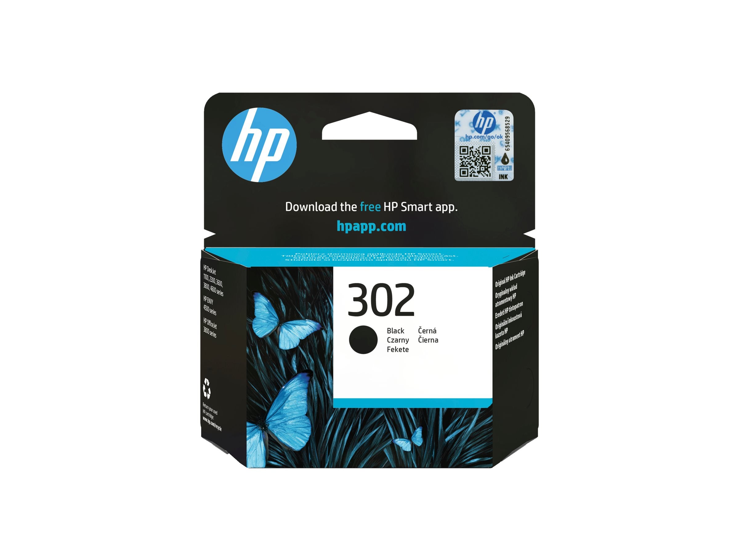 HP 302 original Ink cartridge F6U66AE UUS black - Vorderansicht
