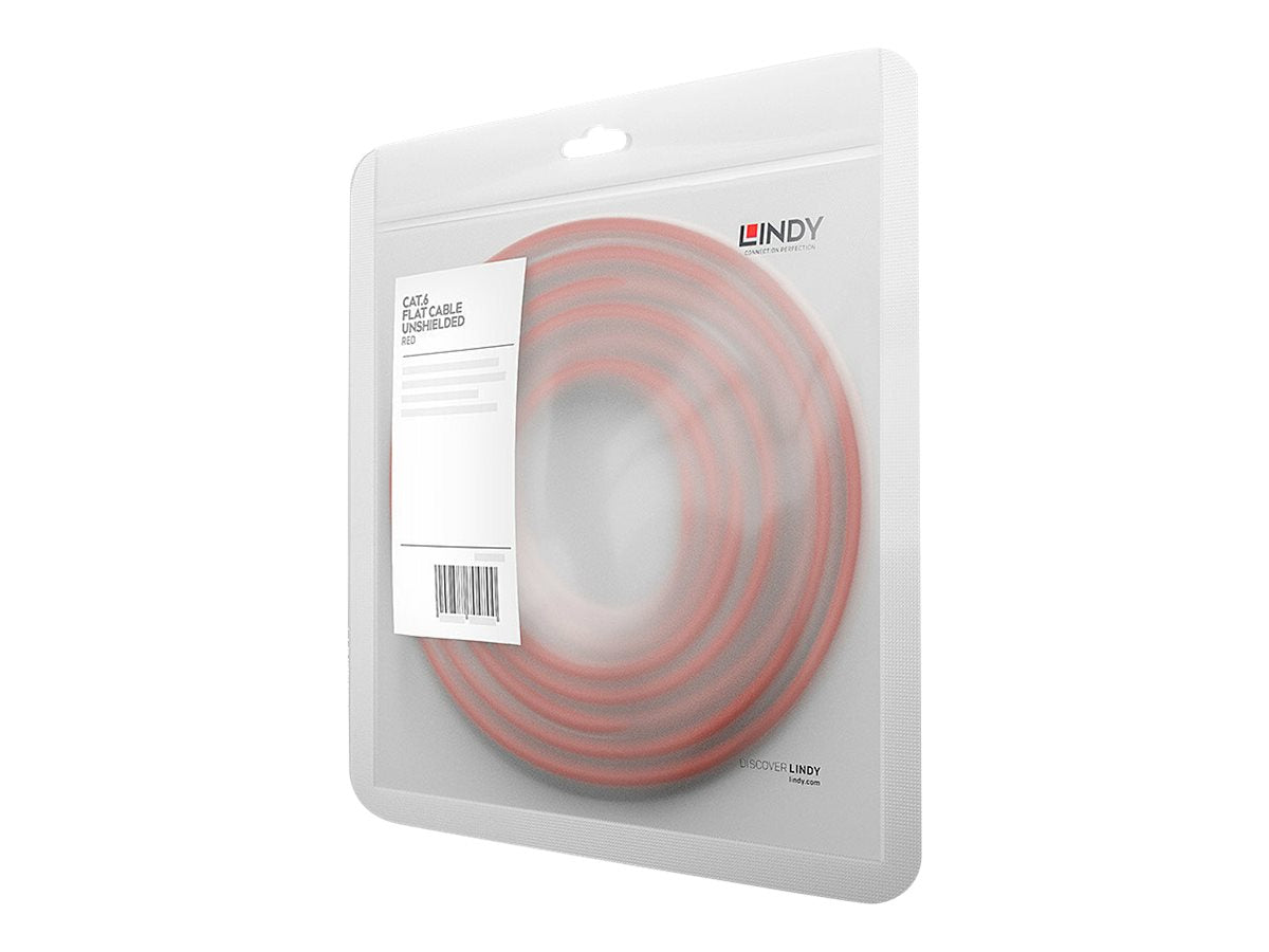 LINDY Cat.6 Flachband-Patchkabel rot 2m Vorderansicht