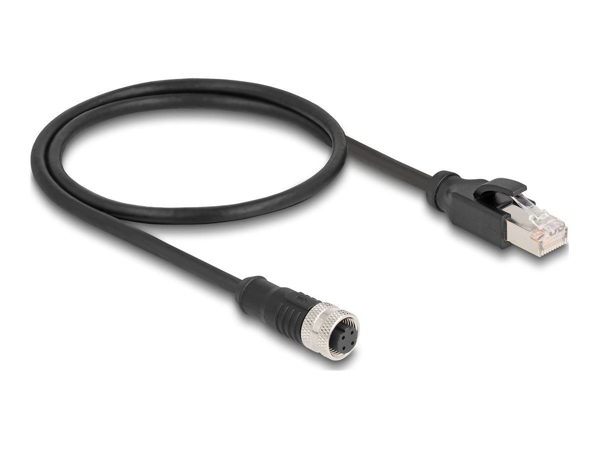 DELOCK M12 Adapterkabel D-kodiert 4 Pin Buchse zu RJ45 Stecker 50cm - Vorderansicht