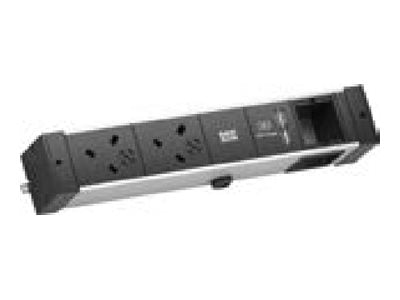BACHMANN DESK RAIL 2xUK 1xCM USB Charger 2,0m Vorderansicht