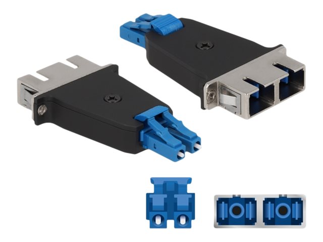 DELOCK LWL Hybrid Kupplung LC Duplex Stecker zu SC Duplex Buchse blau