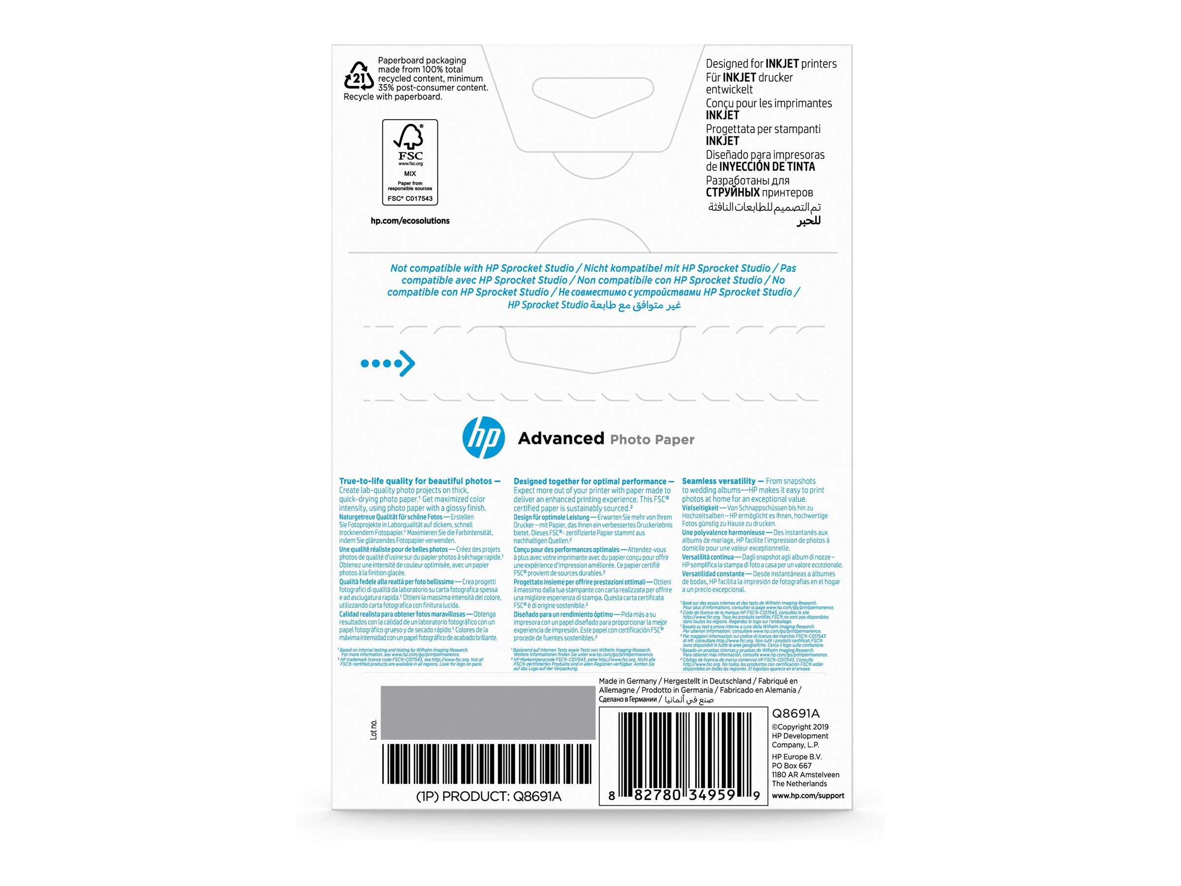 HP Q8691A Advanced glossy photo paper in Verwendung