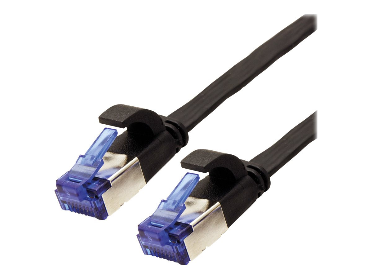 VALUE Patchkabel Kat.6A Class EA FTP schwarz 0,5m extra-flach Vorderansicht