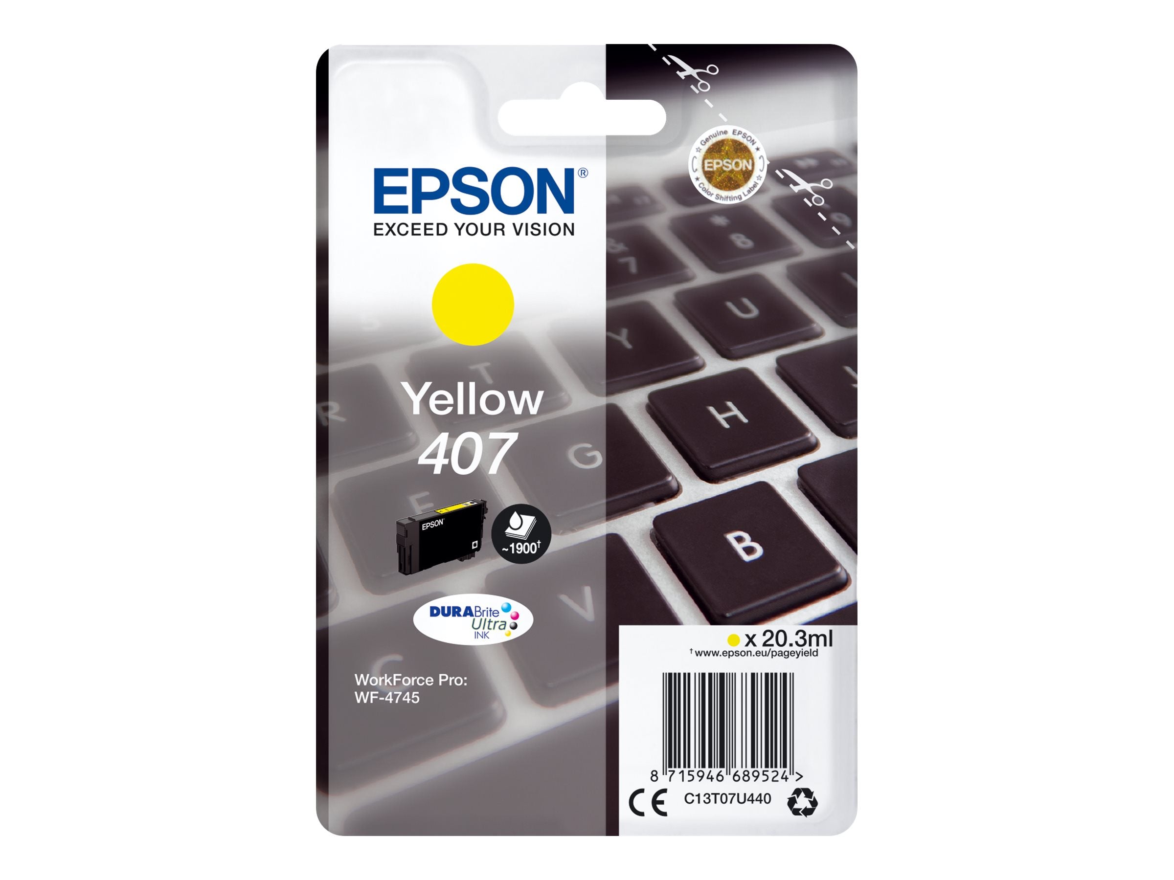 EPSON 2LB WF-4745 Series Ink Cartridge Yellow Vorderansicht