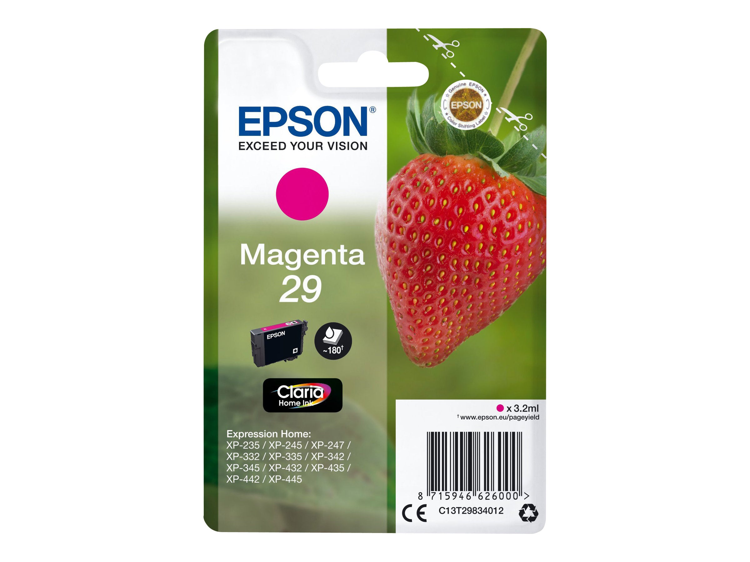 EPSON 4LB Singlepack Magenta 29 Claria Home Ink - Vorderansicht