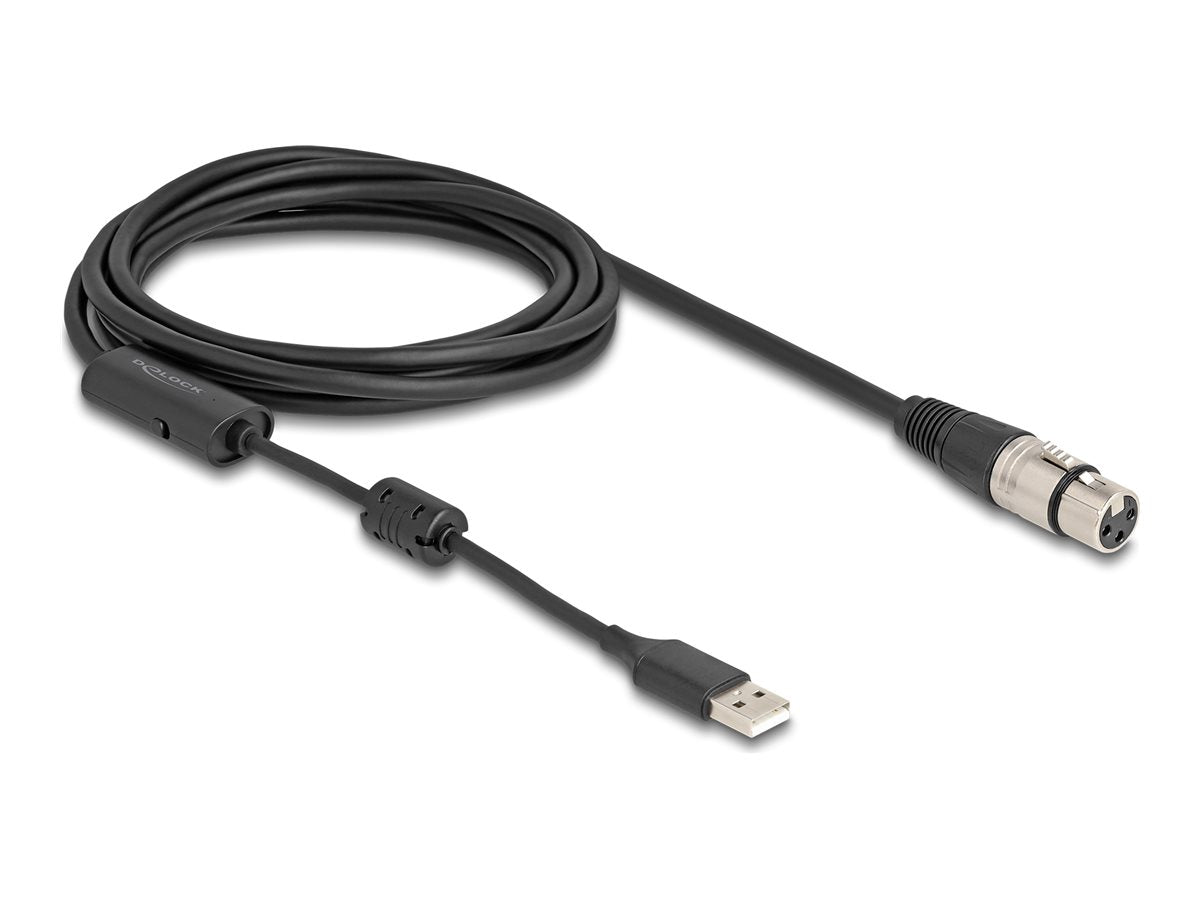 DELOCK High-Res Audio Konverterkabel XLR 3 Pin zu USB Type-A Vorderansicht