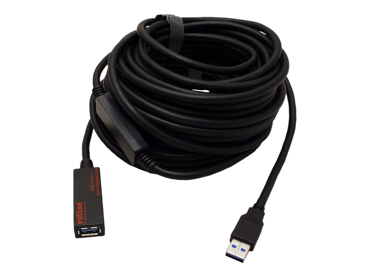 ROLINE USB 3.2 Gen 1 Aktives Repeater Kabel schwarz 15m - Vorderansicht