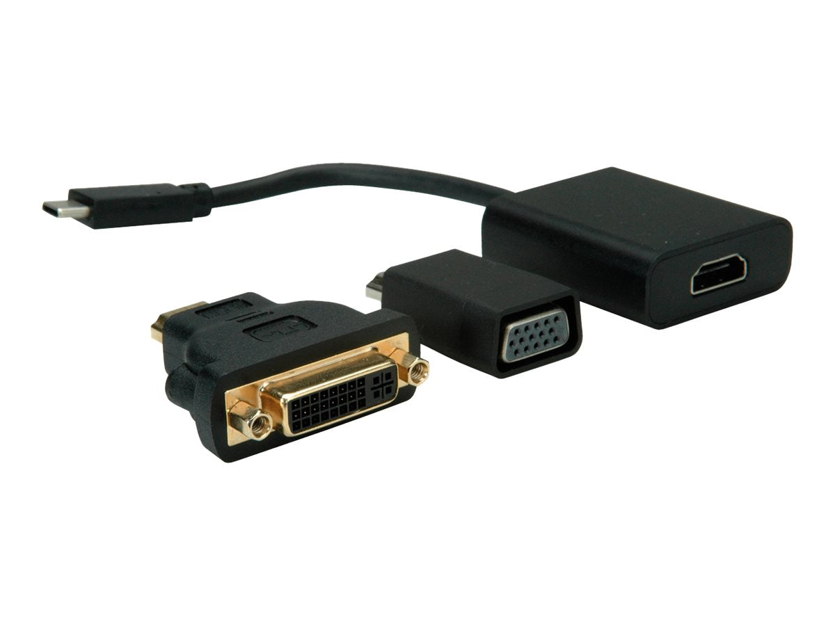 VALUE Display Adapter USB Typ C - VGA + HDMI + DVI Vorderansicht