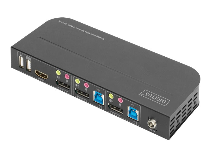 DIGITUS KVM Switch 2x1 DP DP/HDMI OutUSB 4Kx2K60Hz Rückansicht