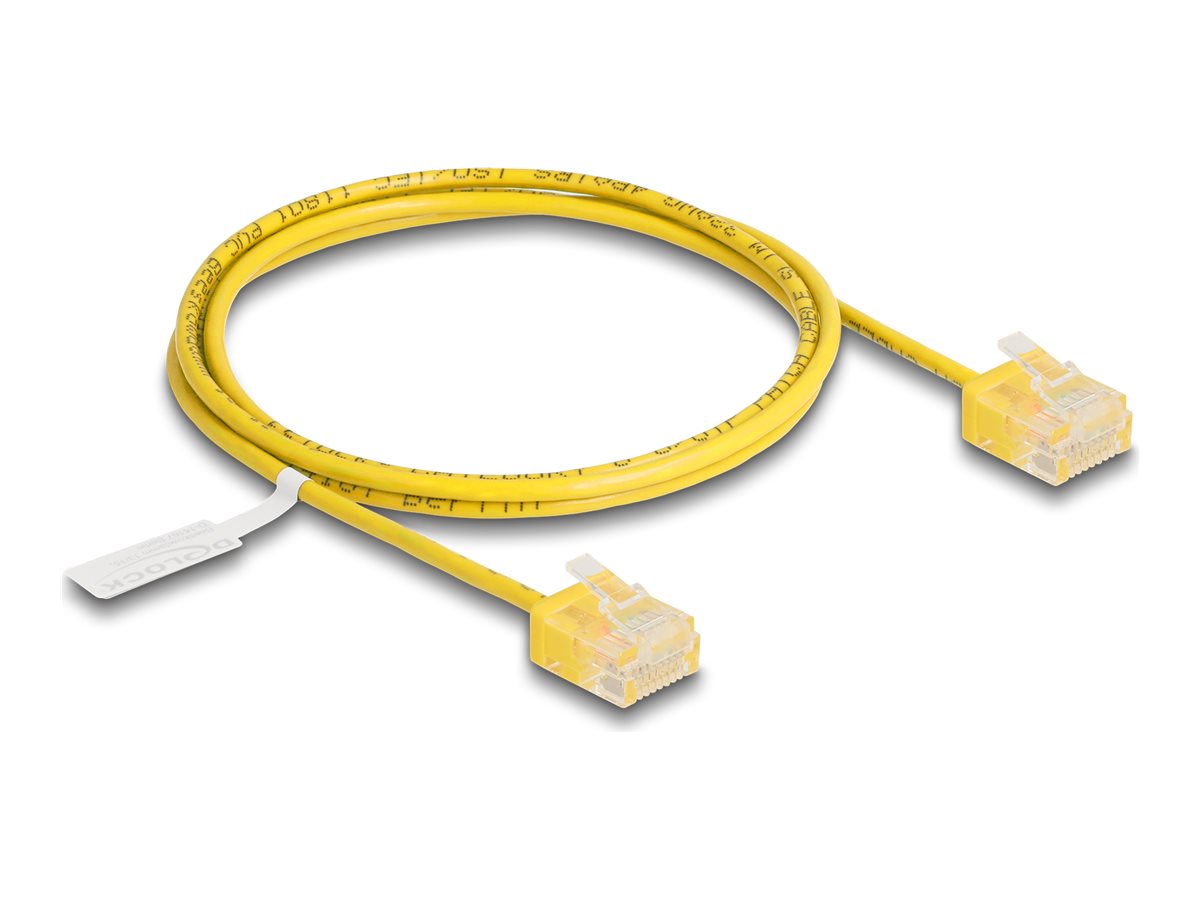 DELOCK RJ45 Netzwerkkabel Cat.6 UTP Ultra Slim 1m gelb mit kurzen Steckern