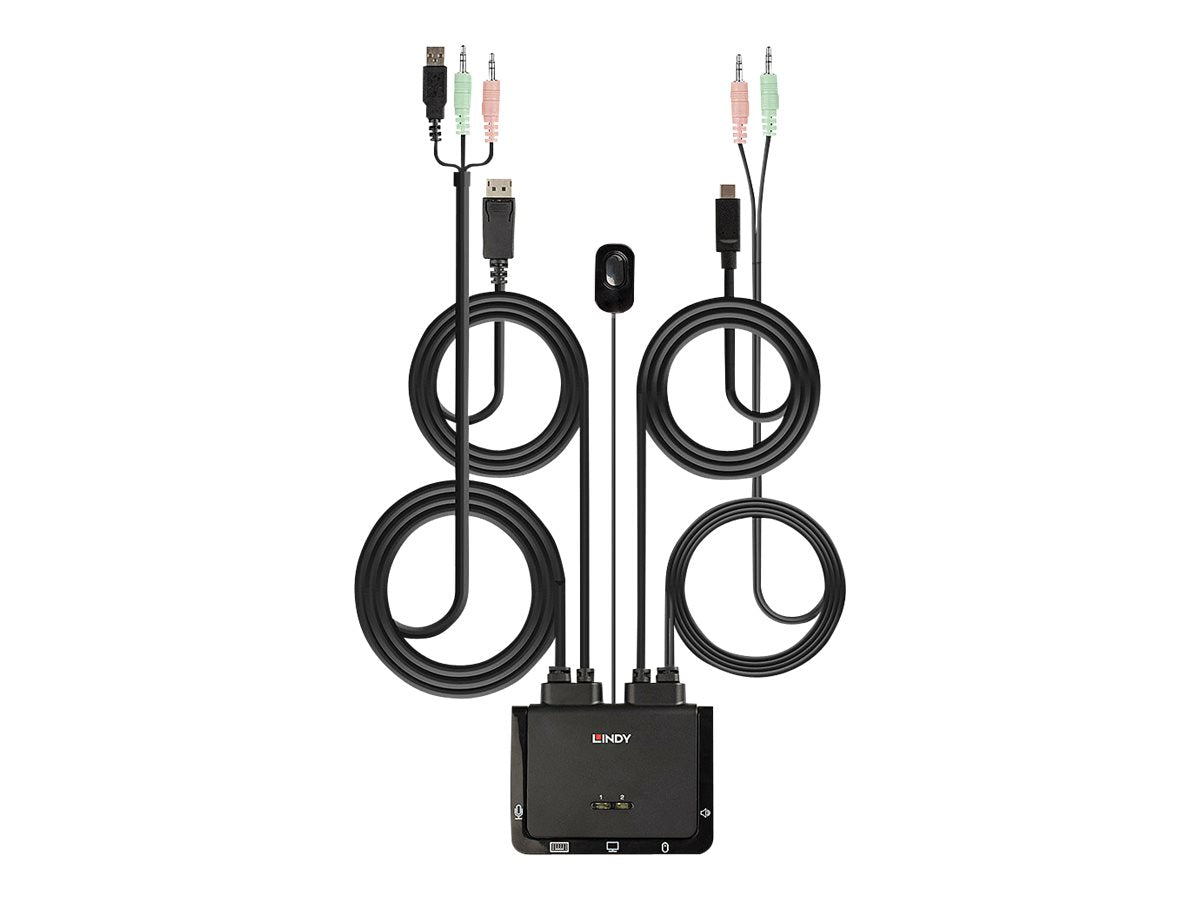 LINDY 2 Port DisplayPort 1.2 KVM Switch Vorderansicht