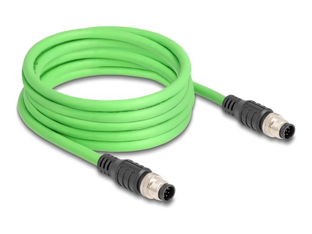 DELOCK M12 Kabel A-kodiert 8 Pin Stecker zu Stecker PUR TPU 5m - Vorderansicht