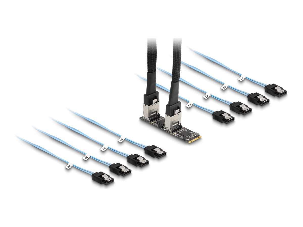 DELOCK Konverter M.2 2280 Key B+M Stecker zu 8 x SATA - Vorderansicht
