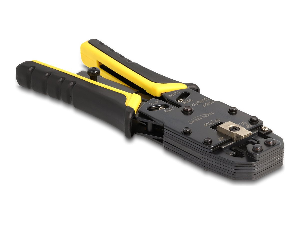 DELOCK Universelle Crimpzange mit Abisolierer fur 10P RJ50 8P RJ45 6P RJ12/11 6P DEC oder 4P Modular Stecker