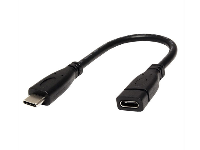 ROLINE USB 3.2 Gen 2 Typ C Kabelverlängerung C-C ST/BU schwarz 0,15m - Detailansicht