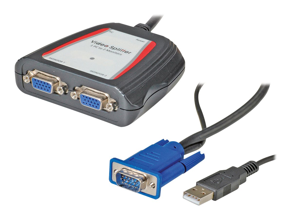 VALUE Portabler VGA Video-Splitter 2fach 250MHz Vorderansicht