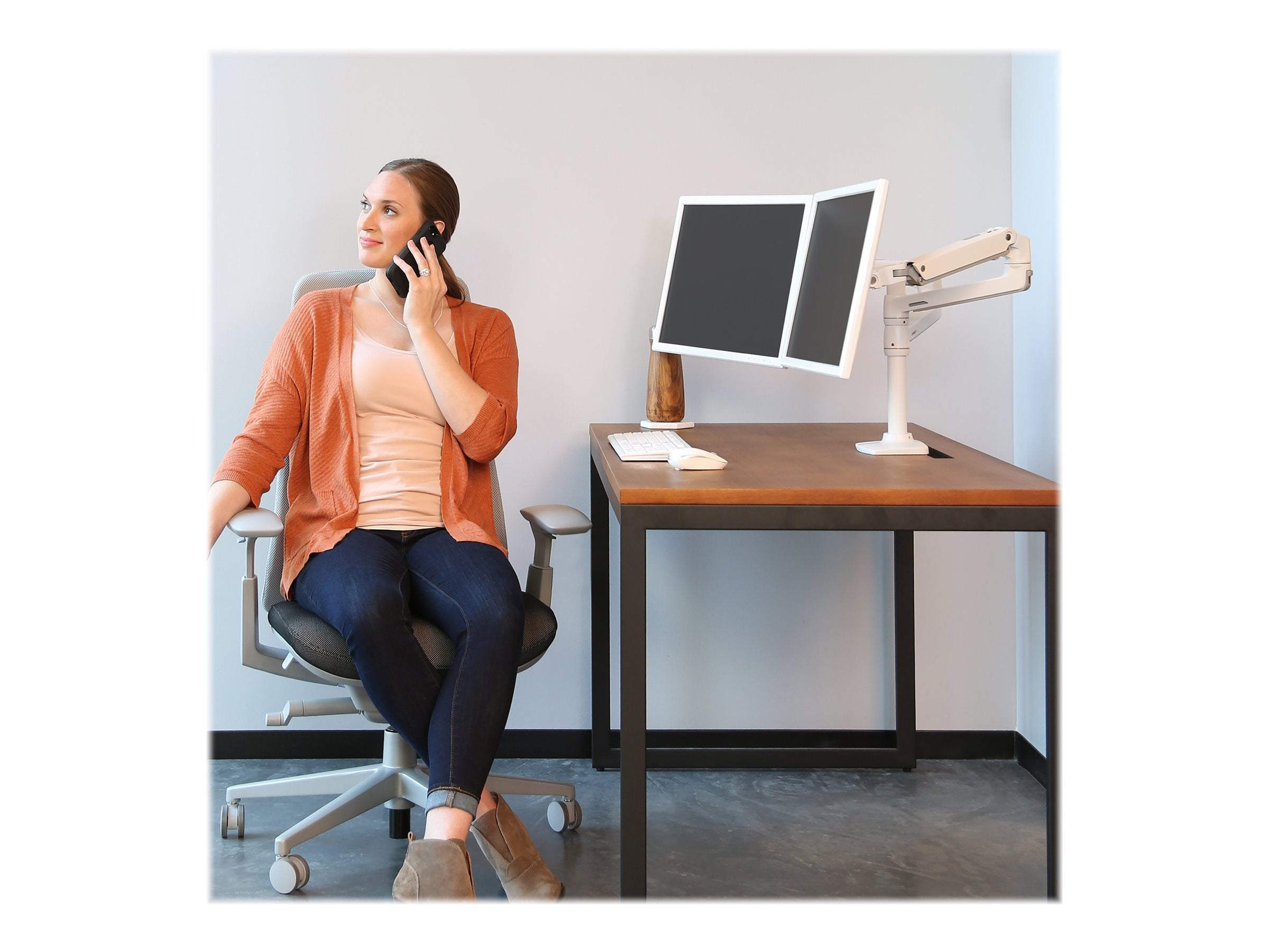 ERGOTRON LX Doppelschirmloesung fuer Tischmontage weiss 61cm 24Zoll Displays bis 33cm anheben max18kg.belastbar VESA 75x75 100x100mm