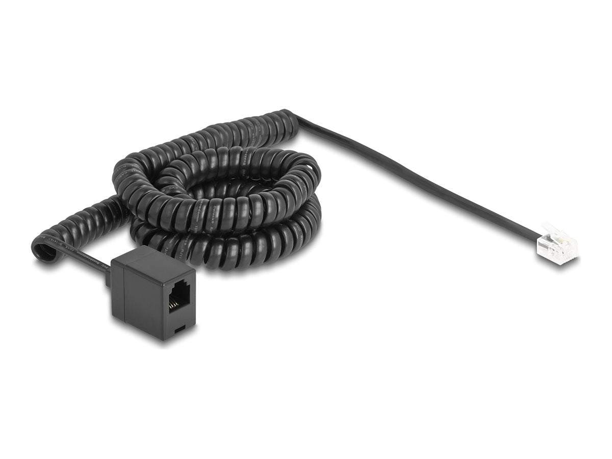 DELOCK Telefonkabel RJ11 Stecker zu RJ11 Buchse schwarz 5m - Vorderansicht