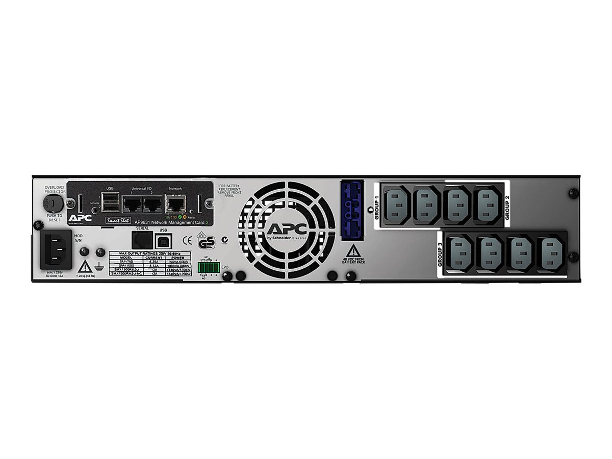 APC Smart-UPS X 1500 Rack/Tower LCD UPS Rack AC 230V 1200Watt 1500VA Ethernet RS-232 USB output connectors 8 2U Black