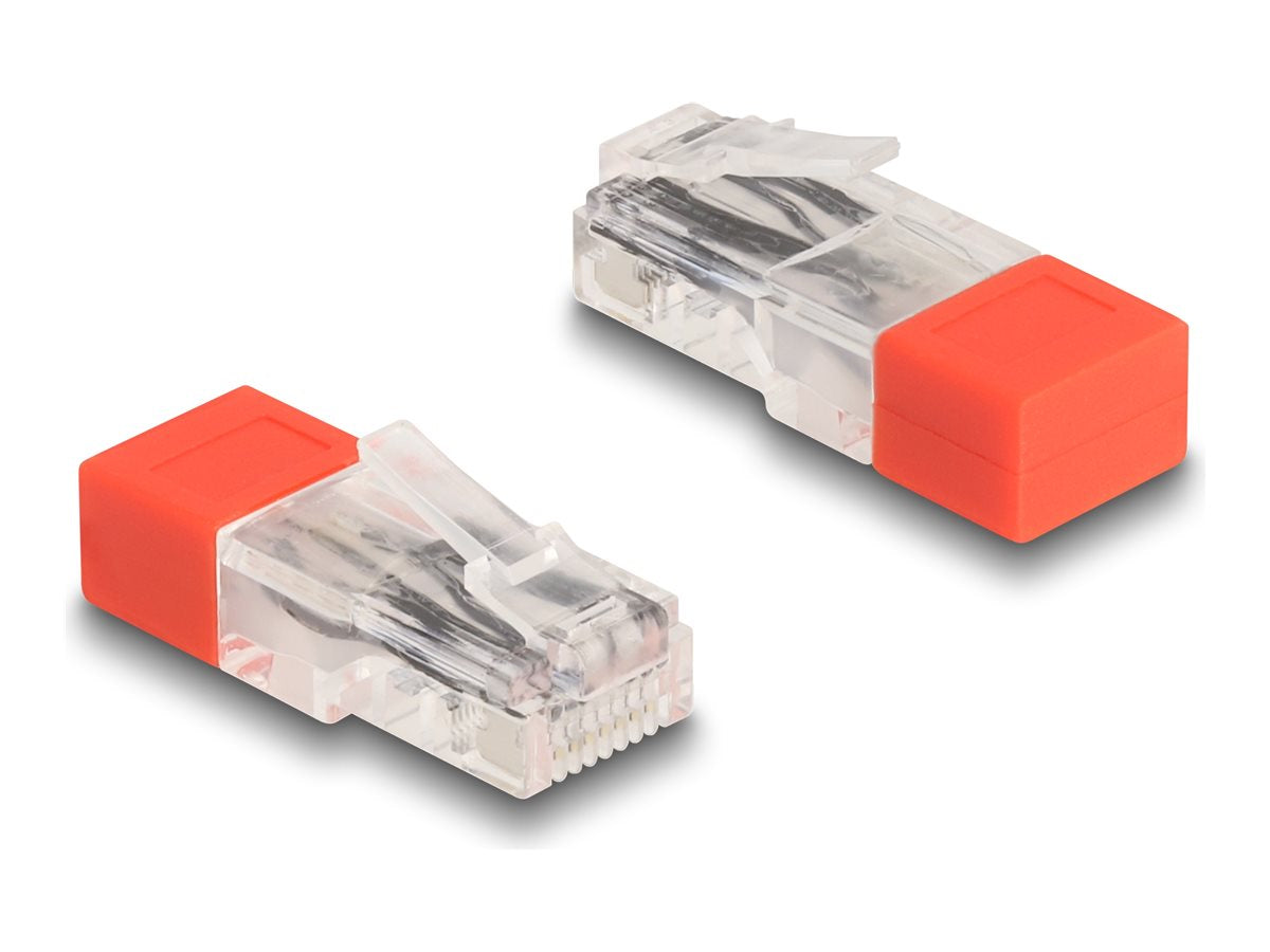 DELOCK RJ45 Stecker mit Abschlusswiderstand 120 Ohm rot - Vorderansicht