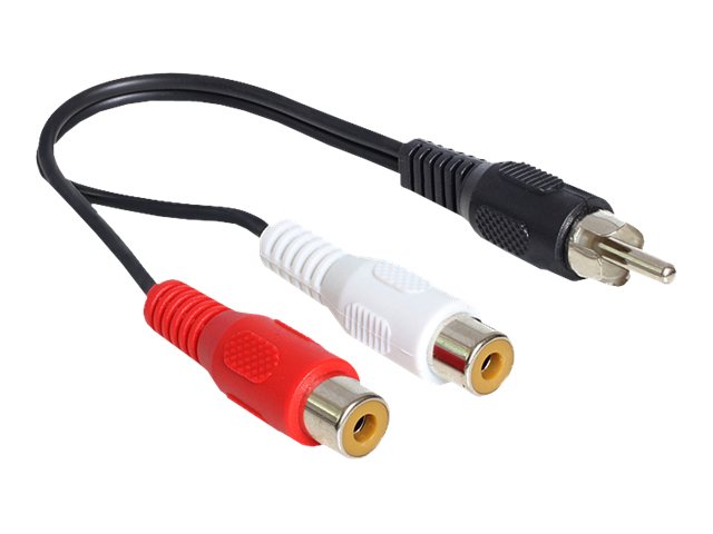 DELOCK Kabel Cinch 2 x Buchse zu Cinch 1 x Stecker 0,2 m - Vorderansicht