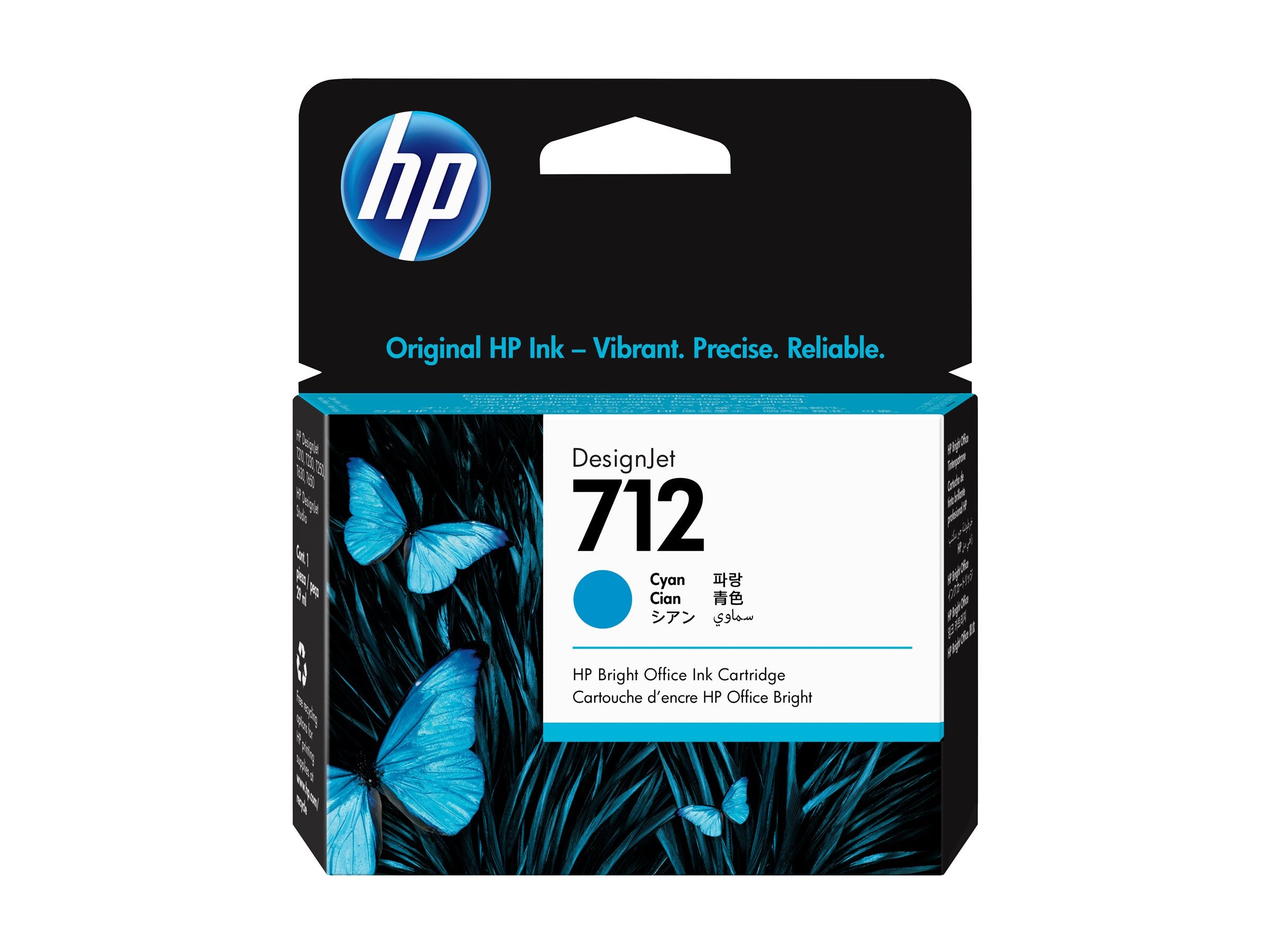 HP 712 29-ml Cyan DesignJet Ink Cartridge Vorderansicht