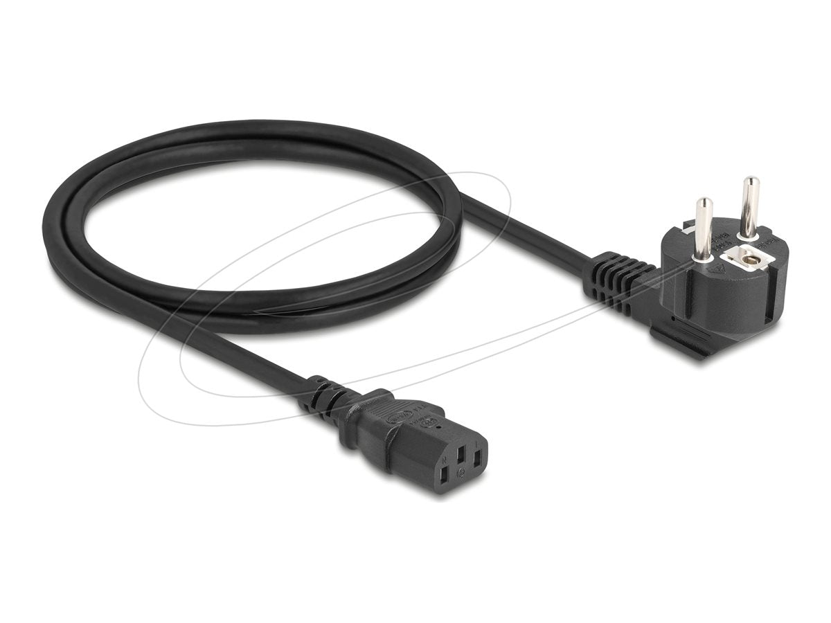 DELOCK Netzkabel PC Schutzkontaktstecker CEE 7/7 90 gewinkelt auf C13 Buchse 1m 3 x 0