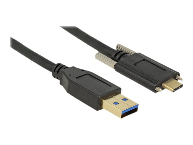 DELOCK Kabel SuperSpeed USB 10 Gbps USB 3.1 Gen 2 Typ-A Stecker > USB Type-C Stecker mit Schrauben seitlich 1m schwarz