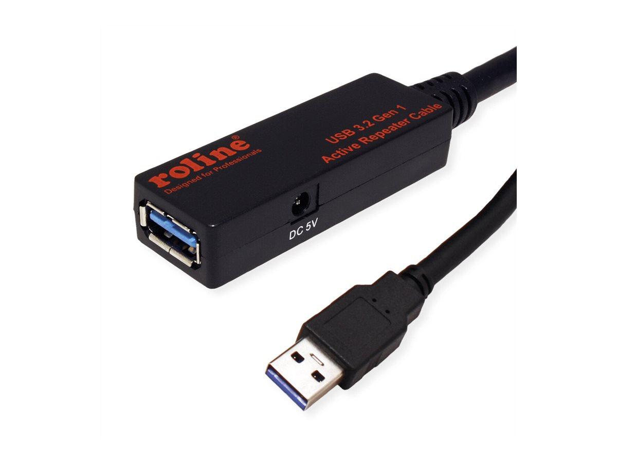 ROLINE USB 3.2 Gen 1 Aktives Repeater Kabel schwarz 15m - Anschlussansicht
