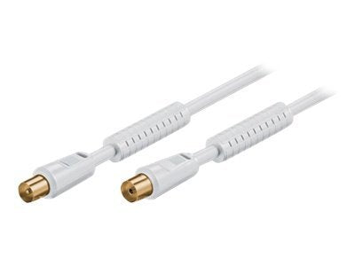 VALUE Antennenkabel mit Ferrite ST/BU weiss 5m - Vorderansicht