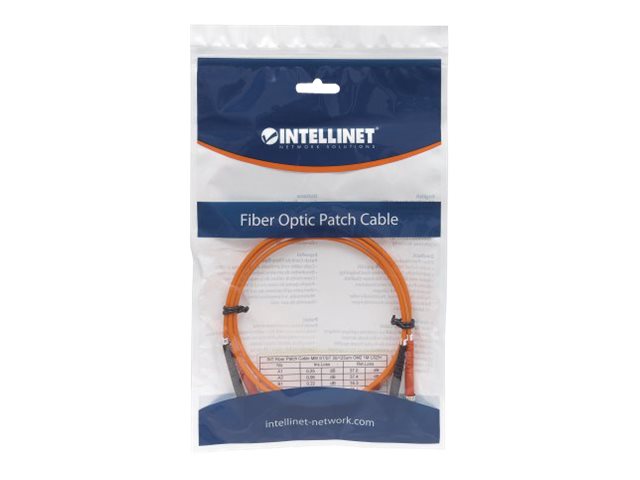 INTELLINET LWL Kabel ST/ST OM2 1m orange Duplex Multimode Vorderansicht
