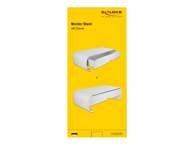 DELOCK Monitorständer mit Schublade weiss - Seitenansicht