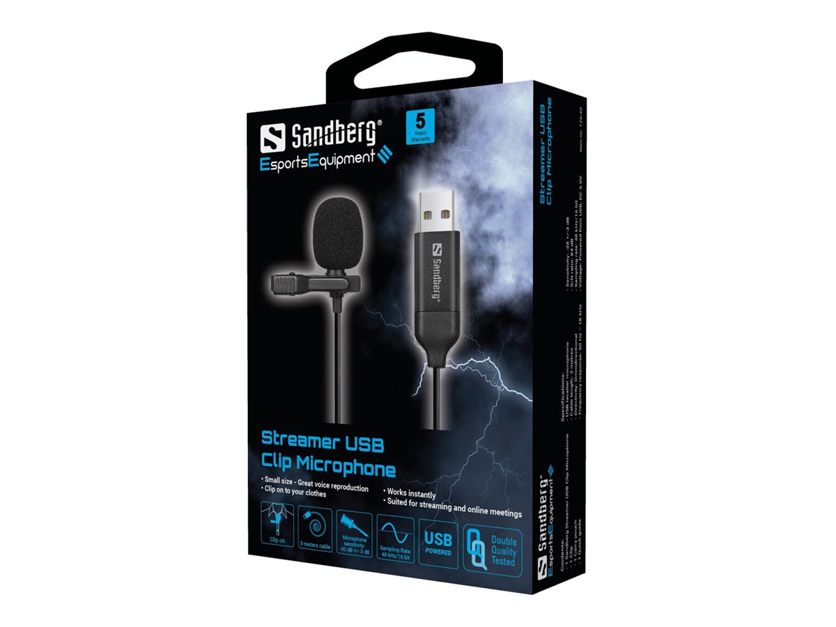 SANDBERG Streamer USB Clip Microphone Vorderansicht
