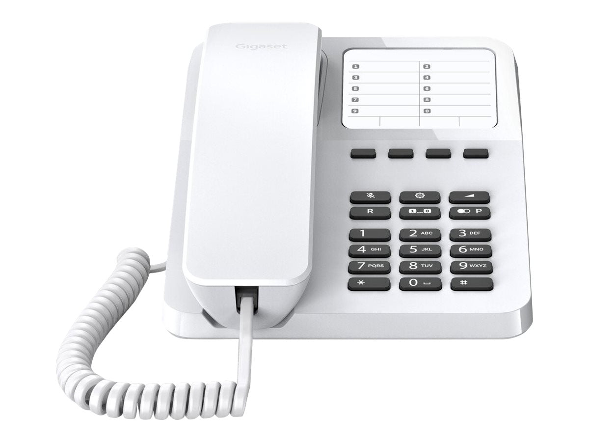 GIGASET DESK 400 weiss schnurgebundenes Tisch- und Wandtelefon 4 Direktwahltasten 10 Kurzwahltasten Hörgerätekompatibel