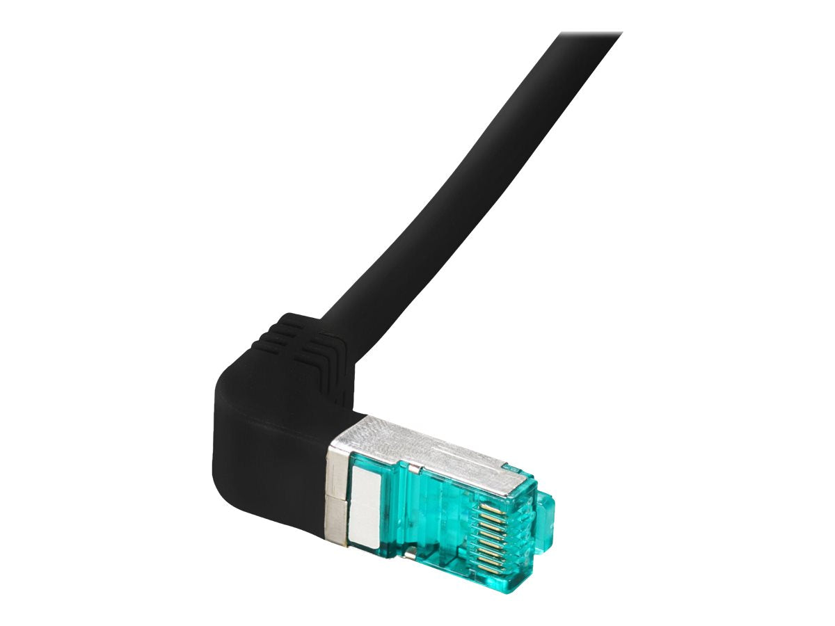 EFB RJ45 Patchkabel S/FTP Cat.6A LSZH einseitig 90 Grad gewinkelt 1m schwarz - Vorderansicht