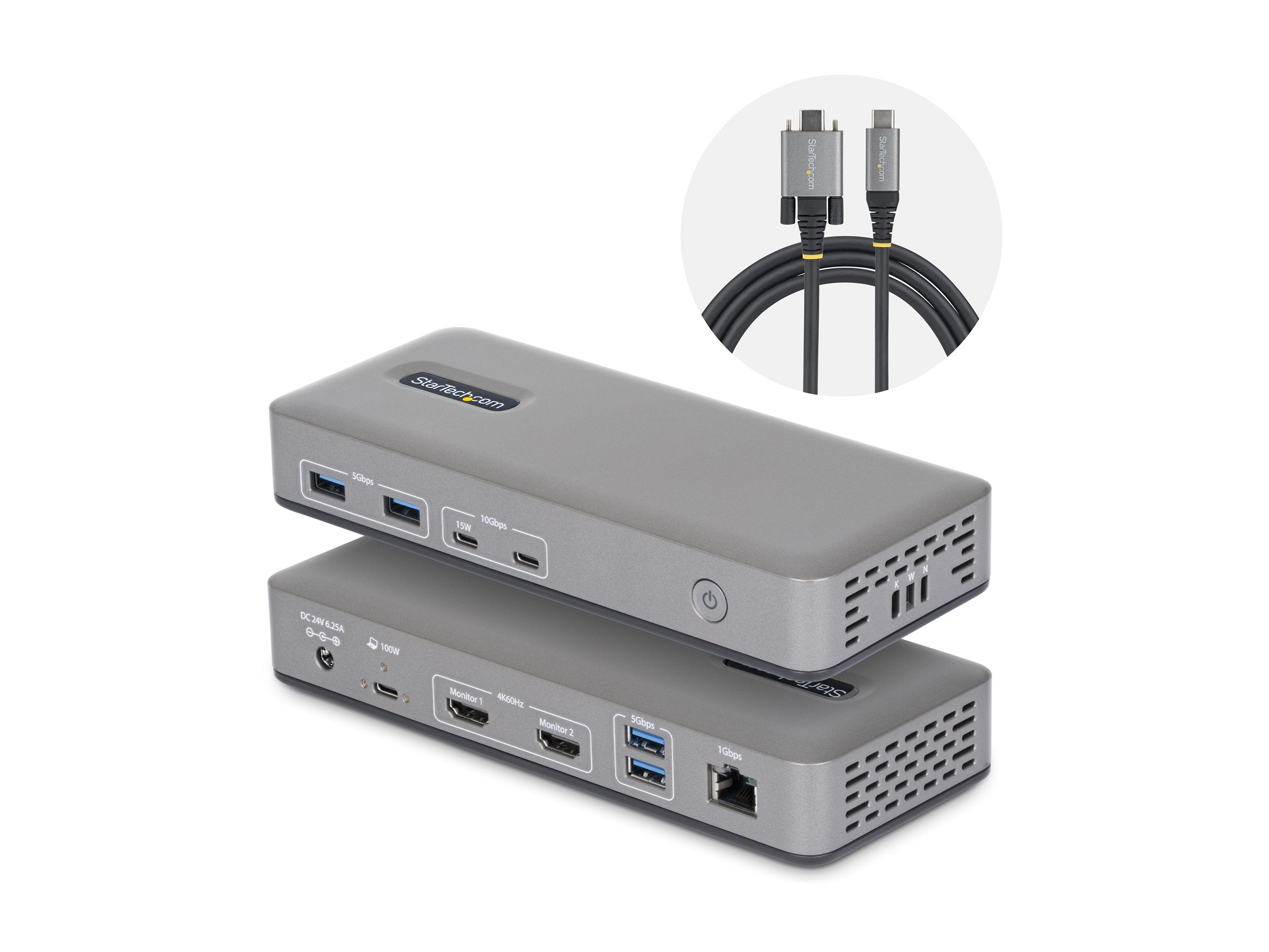 STARTECH.COM USB-C Dockingstation Dual 4K 60Hz HDMI MST Dock 100W Power Delivery Laptop-Ladung 1GbE treiberlos Windows